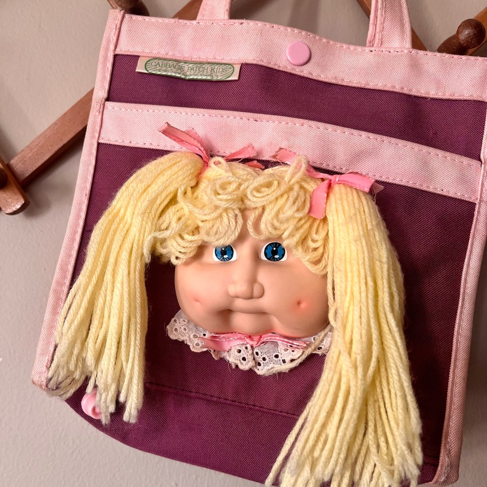 Vintage 1983 Cabbage Patch Kids Doll Face Canvas Girl’s Purse Tote Bag